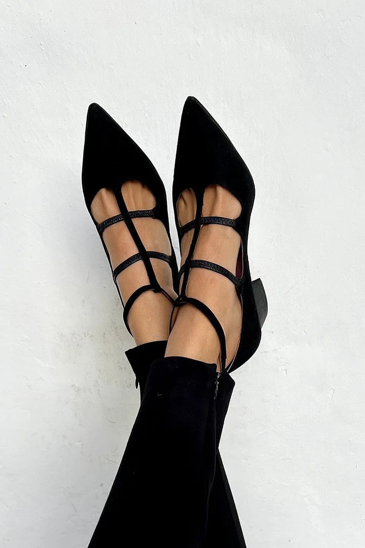 SANNE | Elegante puntige ballerina's met veters voor een verfijnde look