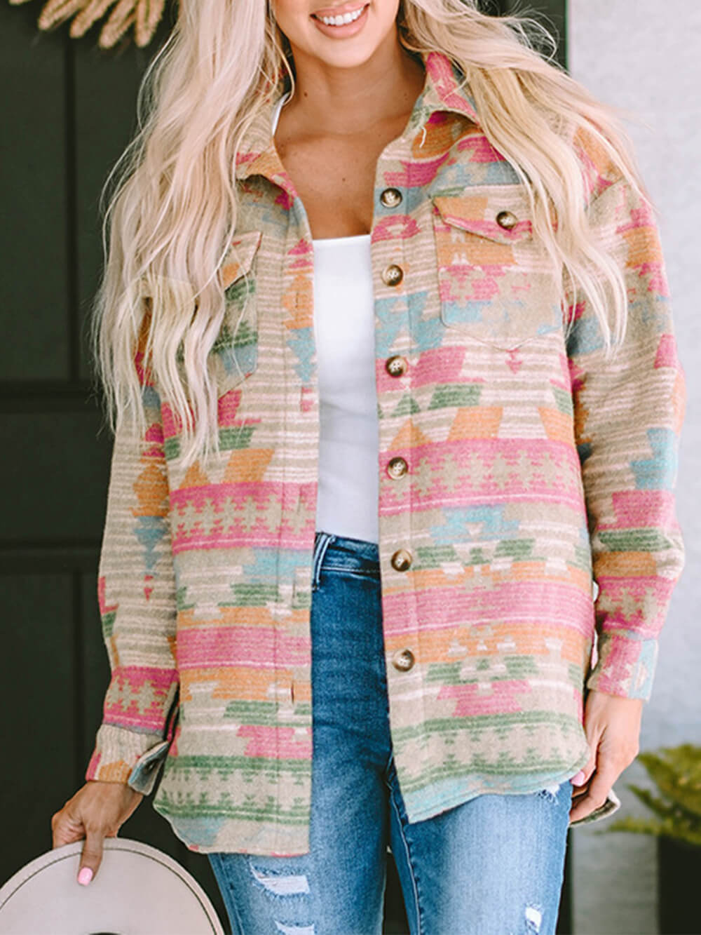 Oversized geruite multicolor jas