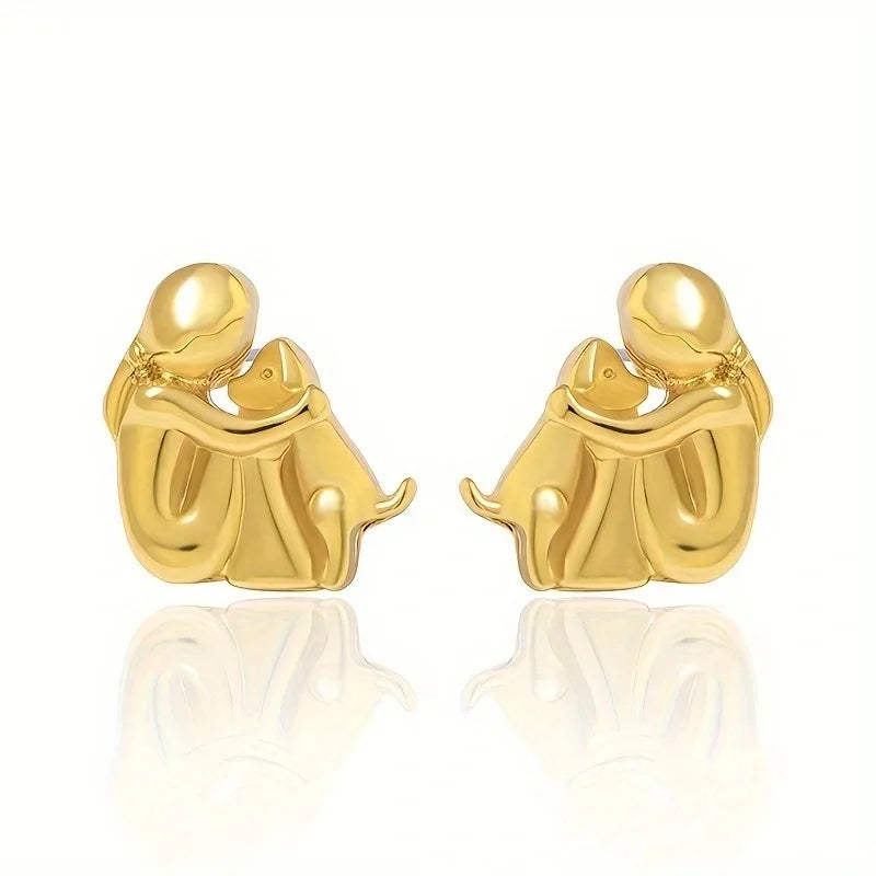 Bicolor Hugg Oorknopjes in Zilver en Goud