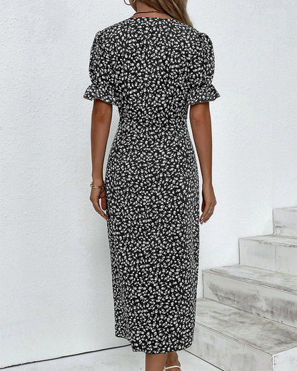SOOR | Elegante en Comfortabele Midi Jurk met Bloemenprint