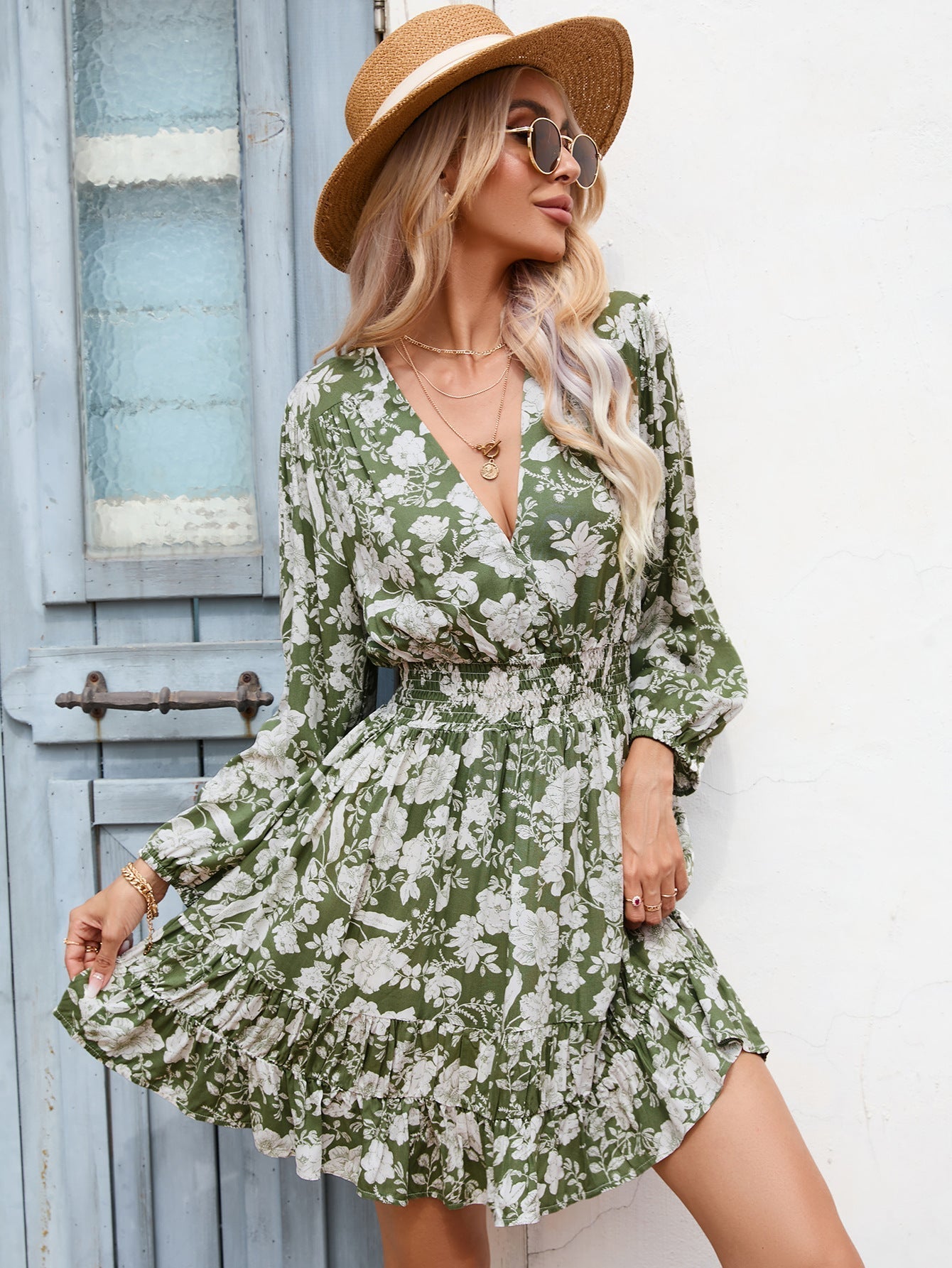 Jurk met delicate Franse print