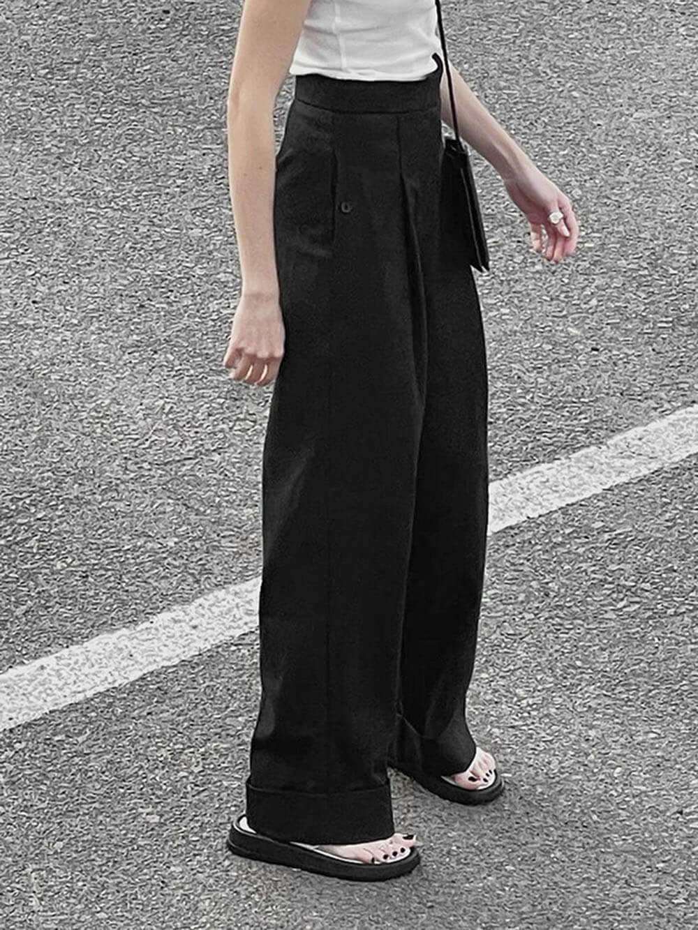 Zwarte hoge taille broek