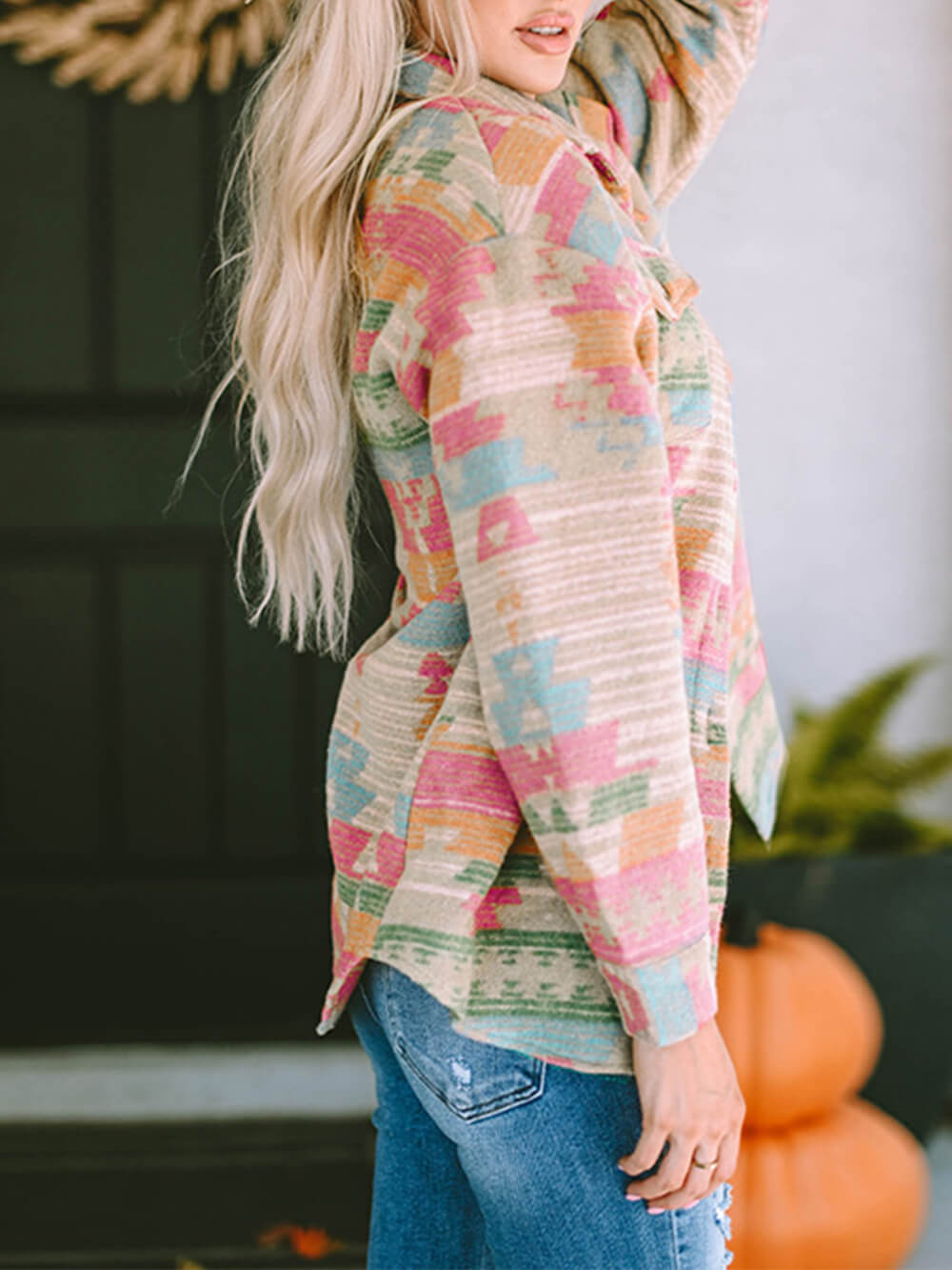 Oversized geruite multicolor jas