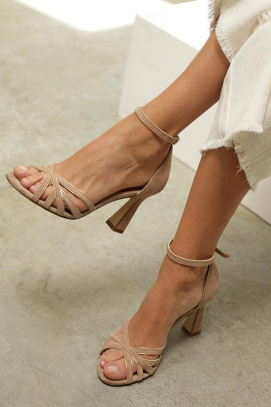 VIRA™ | Patchwork sandalen met ronde neus en dunne hak