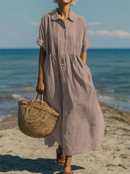 Arianne | Robe Chemise Fluide en Coton Élégant