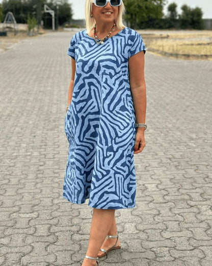 VIOLA | Lichte Zomerjurk met Moderne Print voor Comfort en Dagelijkse Stijl