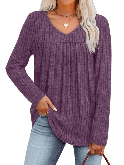LILA | Elegante V-Hals Blouse met Flatterende Plooidetails