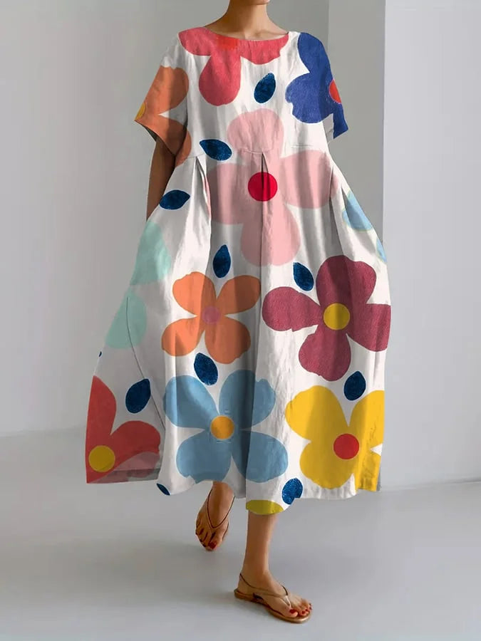 REGINA | Midi Bloemenjurk met Zorgeloze Stijl en Zomercomfort voor Kleurrijke Dagen