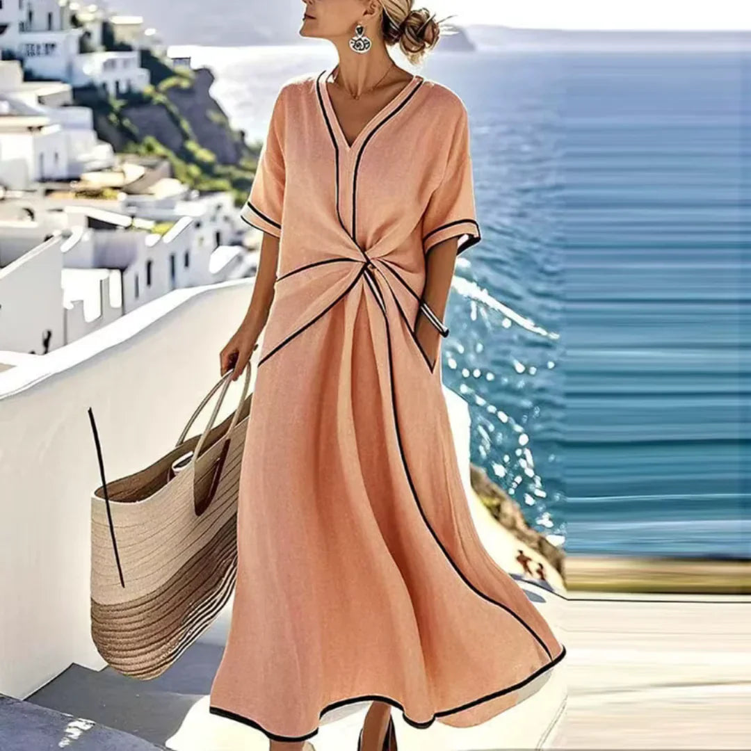 JANA | Elegante Jurk met Flatterende Taille en Vakantie Chic