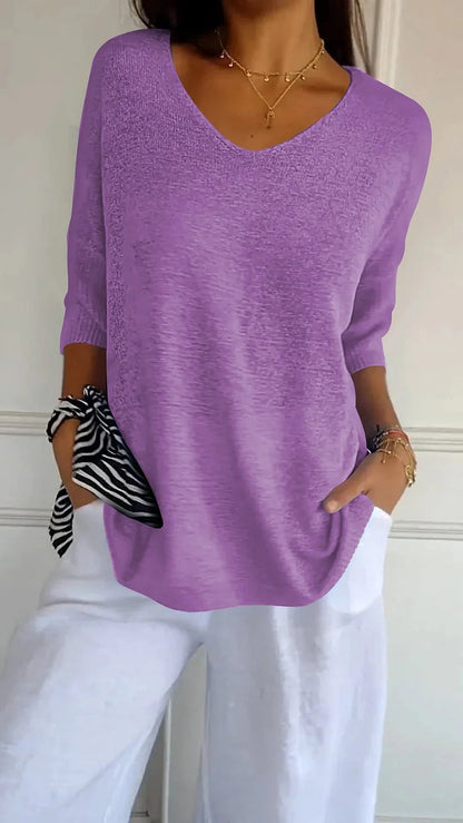 JADA | V-hals top met gebreid design