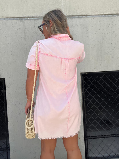 Tencel Overhemd Jurk Happy Ends Roze