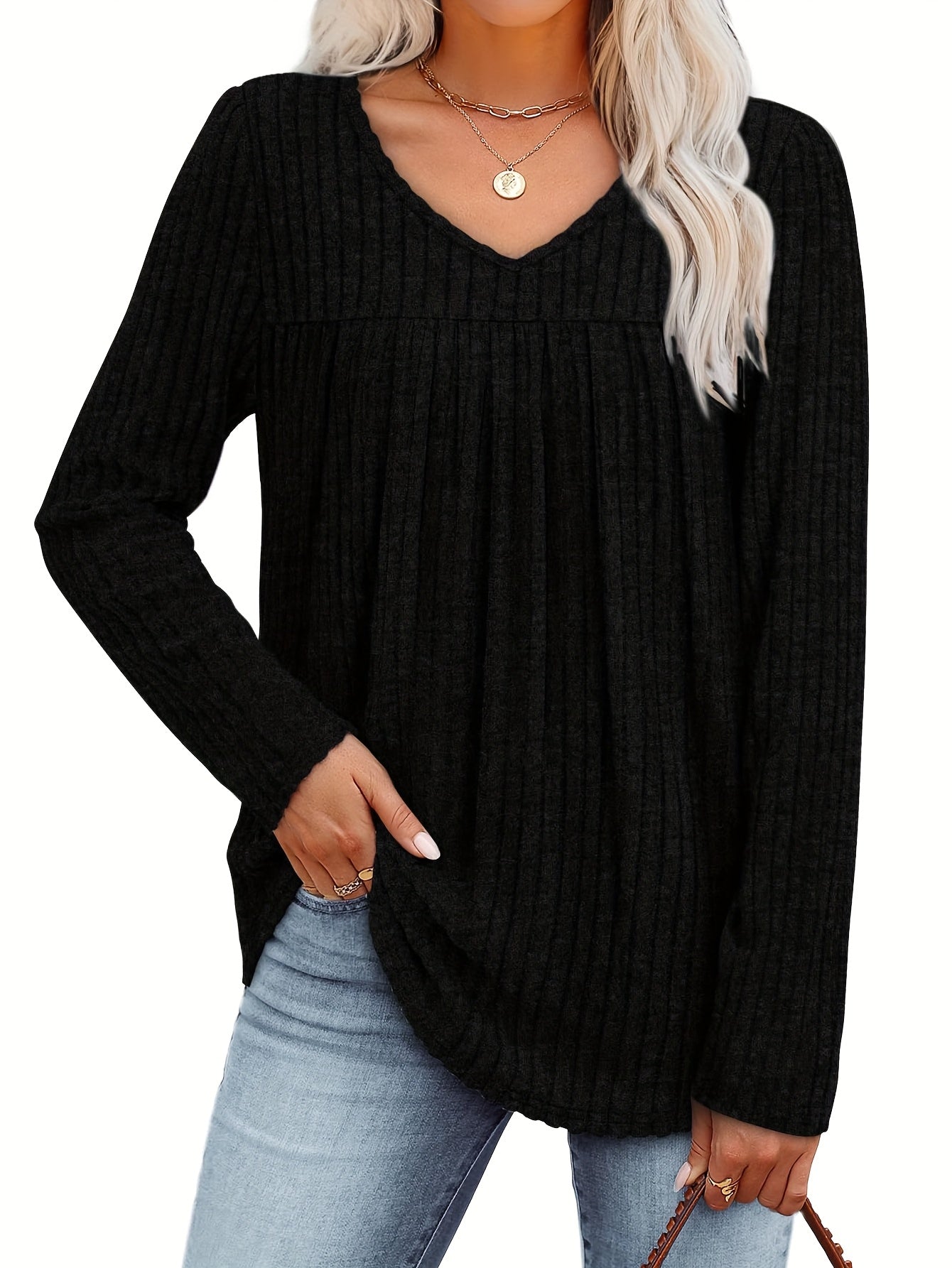LILA | Elegante V-Hals Blouse met Flatterende Plooidetails
