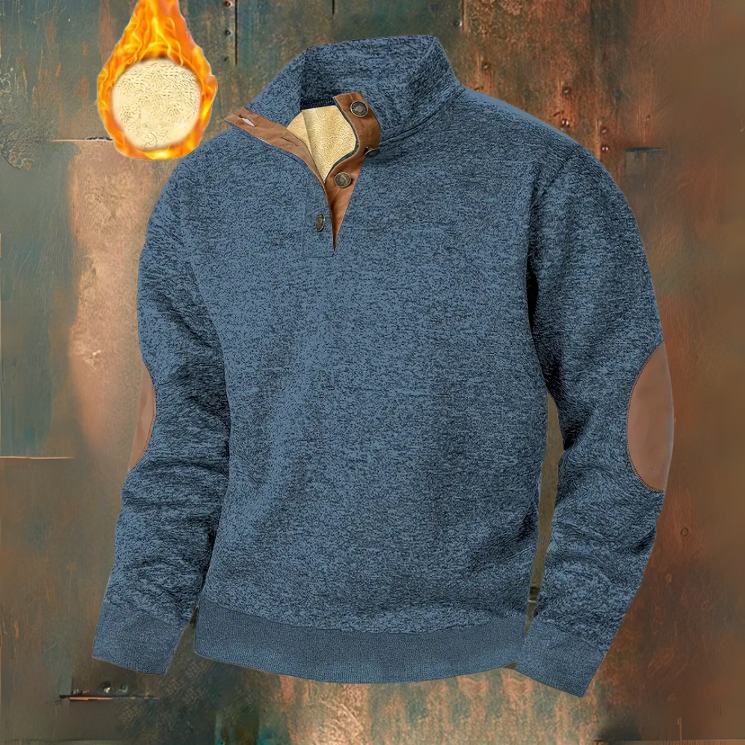 Warme fleece trui met knoopsluiting