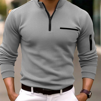 THIJS | Shirt met lange mouwen en ritssluiting