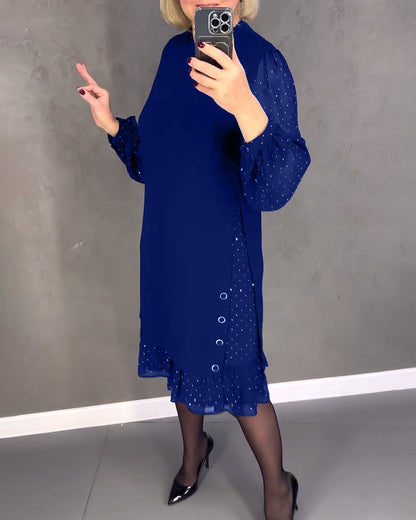 TINA | Elegante Jurk met Transparante Mouwen en Flatterende Snit voor Herfstgelegenheden