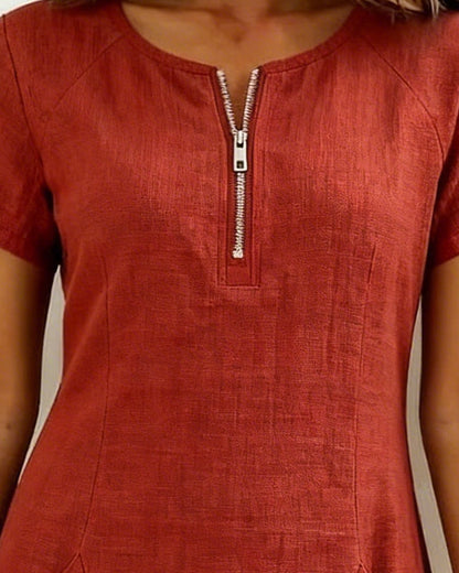MEREL | Half-zip midi-jurk met zakken