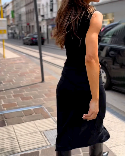 MAAN | Lange Mouwloze Jurk Elegant en Comfortabel