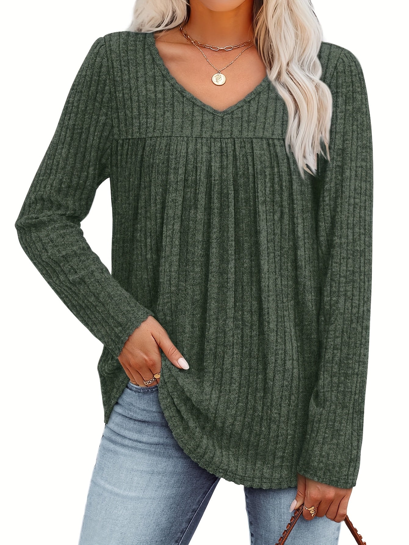 LILA | Elegante V-Hals Blouse met Flatterende Plooidetails