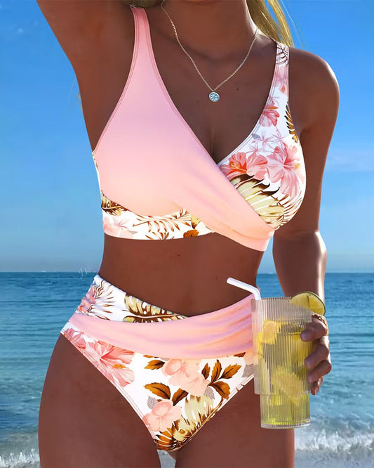 Bikini - Contrasterende Bloemenprint en Opening
