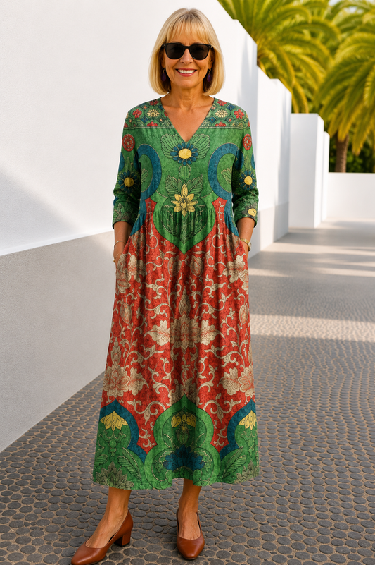 Judith | Vintage Bloemen Maxi Jurk