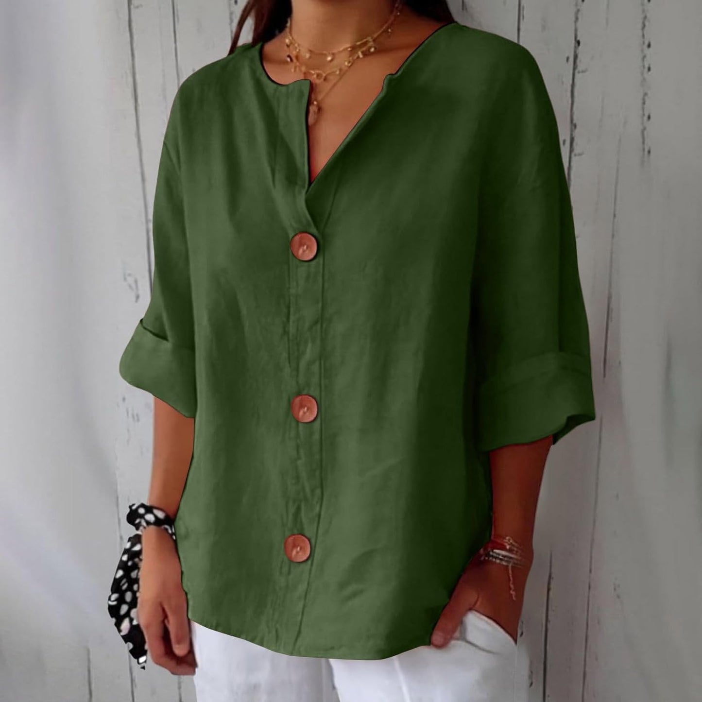 JUNA | Luchtige Linnen Zomerblouse – Elegant & Ademend met Relaxte Pasvorm