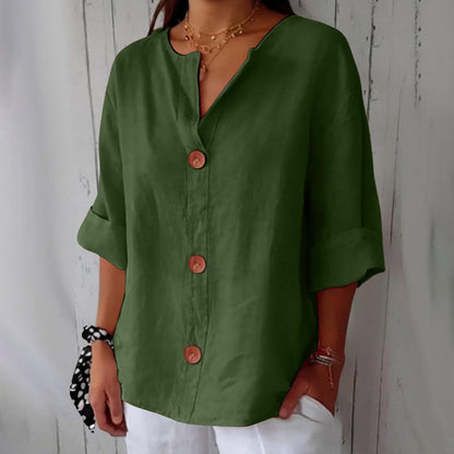 JUNA | Luchtige Linnen Zomerblouse – Elegant & Ademend met Relaxte Pasvorm