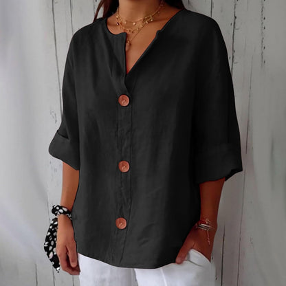 JUNA | Luchtige Linnen Zomerblouse – Elegant & Ademend met Relaxte Pasvorm