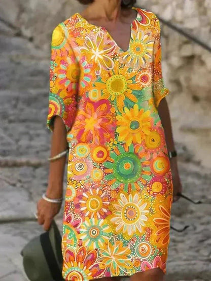 Nira | Levendige Bloemen Midi Jurk
