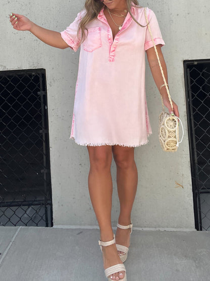 Tencel Overhemd Jurk Happy Ends Roze