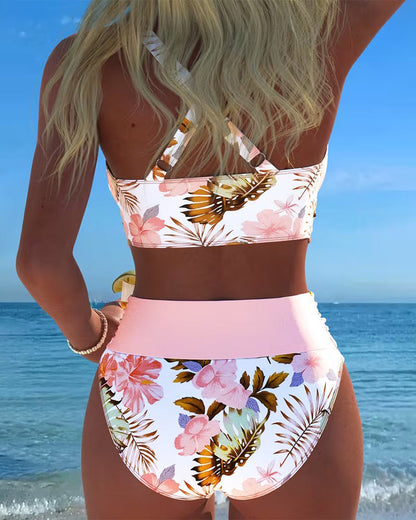 Bikini - Contrasterende Bloemenprint en Opening