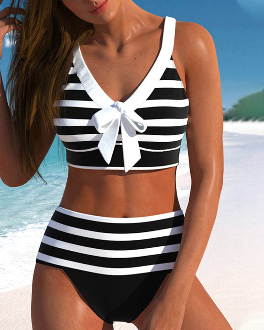 Lula - Hoge taille gestreepte bikini
