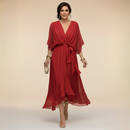 HELLEN | Elegante V-hals Jurk voor Tijdloze Klasse