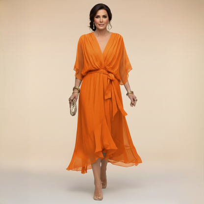 HELLEN | Elegante V-hals Jurk voor Tijdloze Klasse