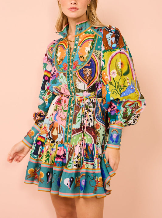 Casual mini-jurk met graffiti-print Evergreen