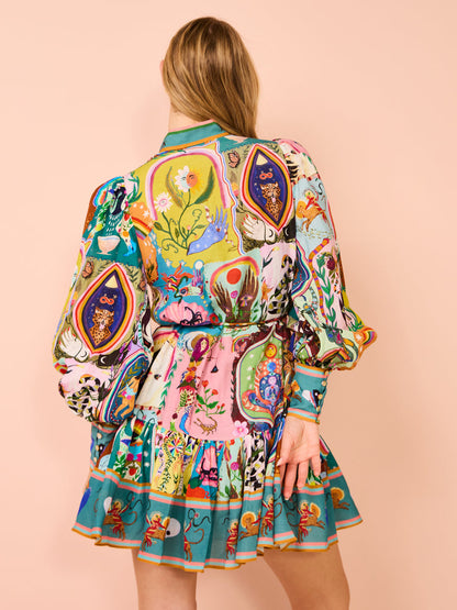 Casual mini-jurk met graffiti-print Evergreen