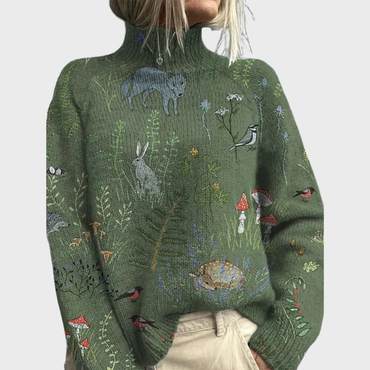 MAISON LORÉA™| Mijn Gebreide Trui met Bos geïnspireerde Print