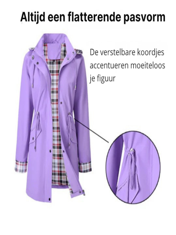 VELURA™ | Dames regenjas met totale bescherming en moderne elegantie voor dagelijks gebruik