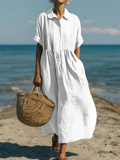 Arianne | Robe Chemise Fluide en Coton Élégant