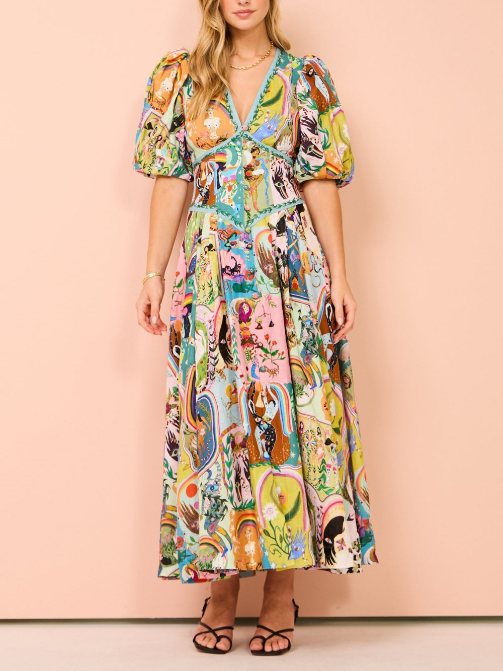Casual midi-jurk met graffiti-print Evergreen