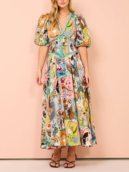 Casual midi-jurk met graffiti-print Evergreen