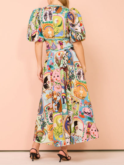 Casual midi-jurk met graffiti-print Evergreen