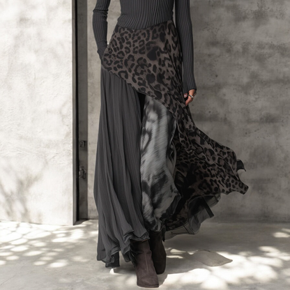 KINA™ | Lange Jurk met Elegante Luipaardprint en Flatterende Vloeiing