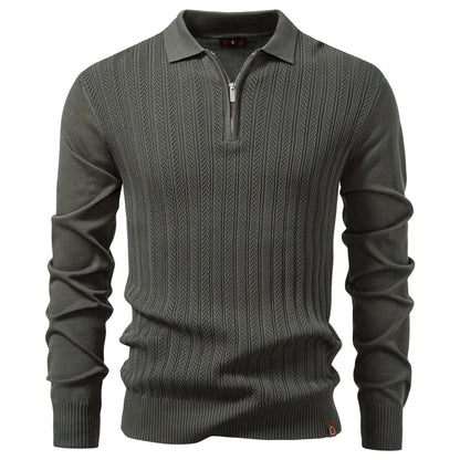 FINN | LUXE STRUCTUUR POLO MET RITS VOOR HEREN