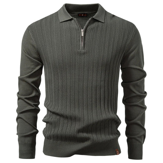 FINN | LUXE STRUCTUUR POLO MET RITS VOOR HEREN