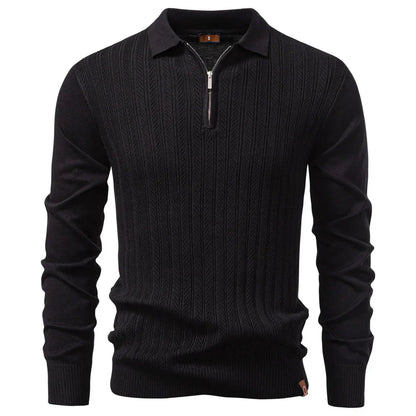 FINN | LUXE STRUCTUUR POLO MET RITS VOOR HEREN