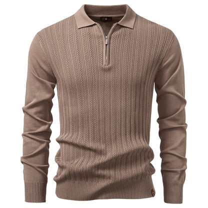 FINN | LUXE STRUCTUUR POLO MET RITS VOOR HEREN