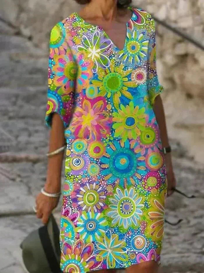 Nira | Levendige Bloemen Midi Jurk
