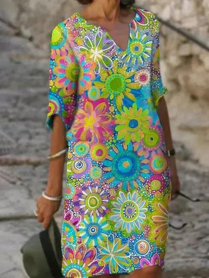 Nira | Levendige Bloemen Midi Jurk