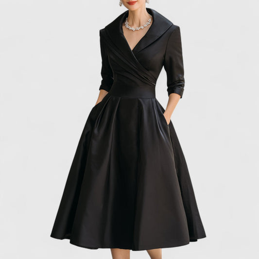 MYTA™ | Midi jurk met een elegante snit en een flatterende silhouet