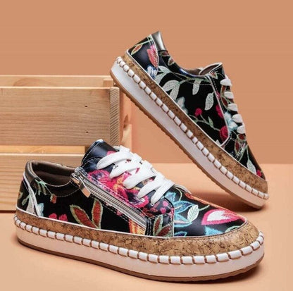 FIORE | Orthopedische Sneakers met Uniek Vintage Bloemontwerp